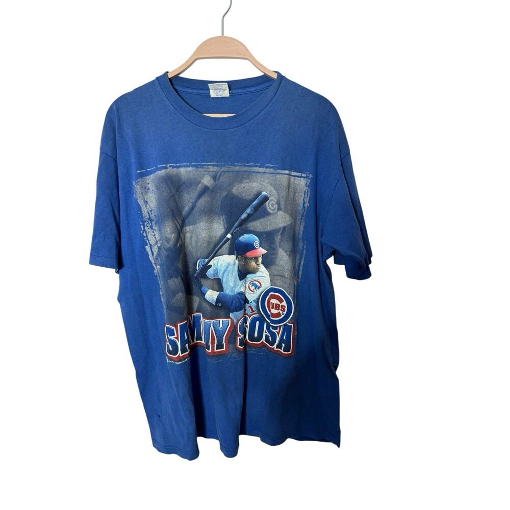 Vintage 90's Sport One Starter Sammy Sosa Men's Blue T-Shirt Size Large‎